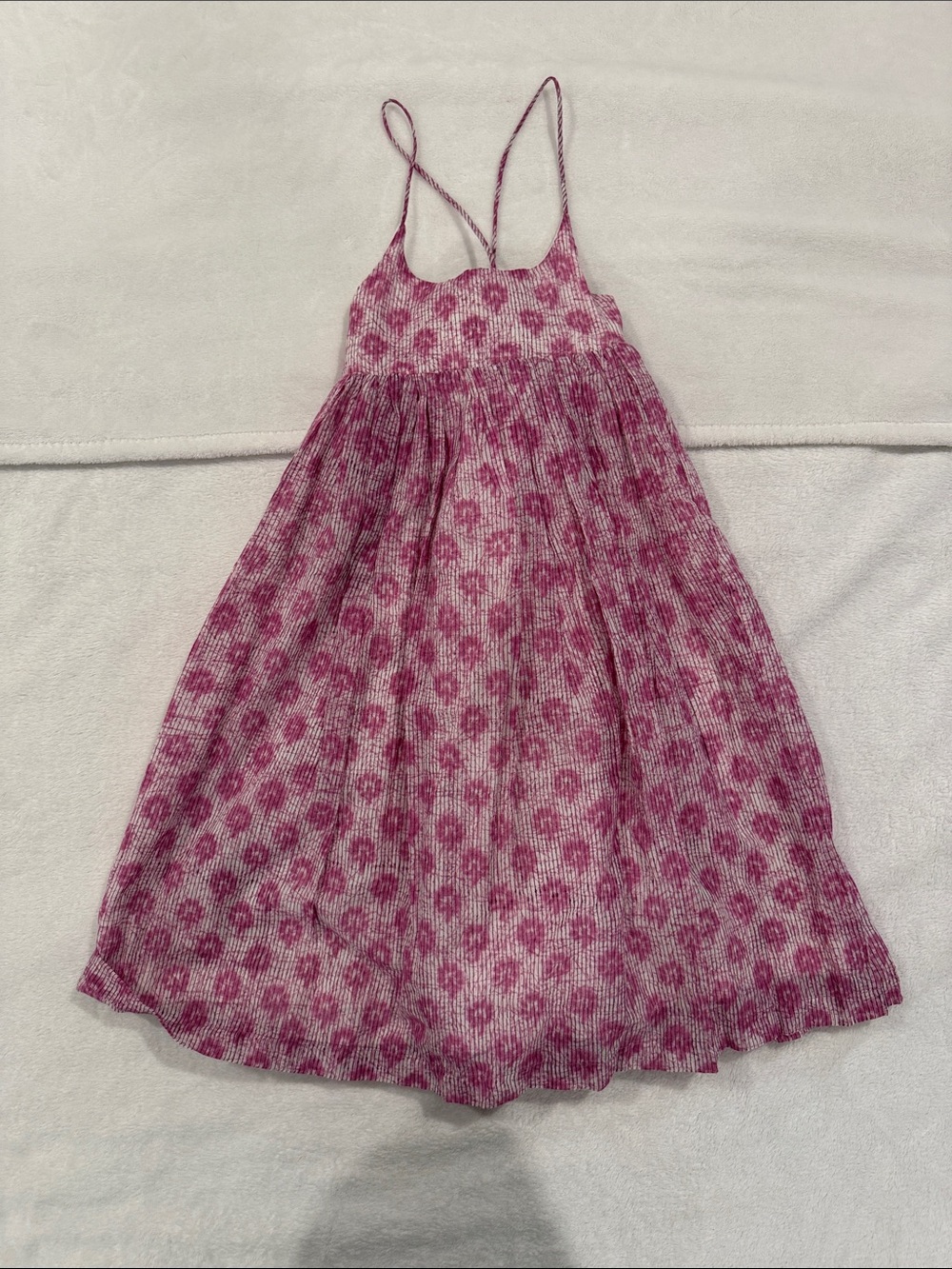 Girls' Pink Floral Spaghetti-Strap Casual Dress